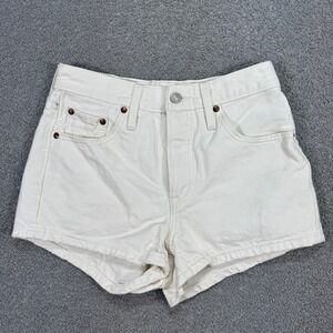 Levi's 501 Shorts Women's 25 White High Waist Cotton Premium Denim Cuffed Hem